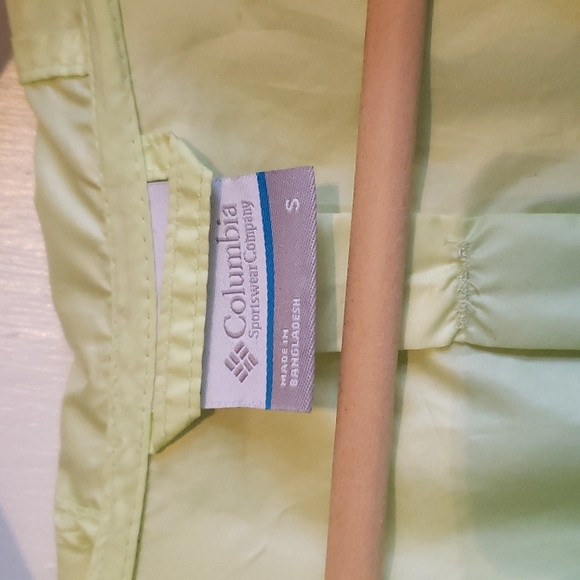 COLUMBIA Lime Green & Gray Zipp Up Hooded Windbreaker Jacket Sz Small - Picture 4 of 7